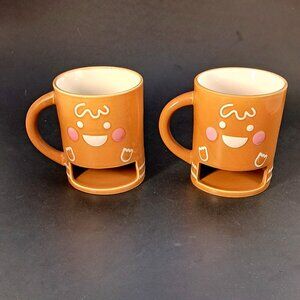 Pair of Indigo Gingerbread Cookie Pocket Mugs